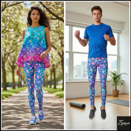 Pink Purple Organic Pebble Blue Gradient Pattern Leggings