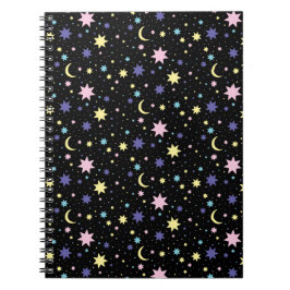 Pink Purple Stars Yellow Moon Cosmic Space. Anteckningsbok