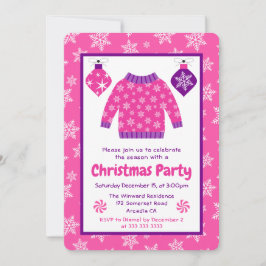 Pink & Purple Ugly Sweater Christmas Party Inbjudningar