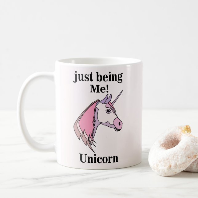 Pink Purple Unicorn Head Kaffemugg (Med munk)