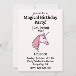 Pink Purple Unicorn Head Magical Birthday Party Inbjudningar