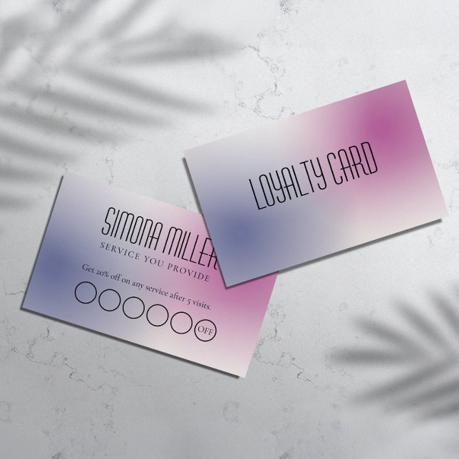 Pink Purple White Minimalist Aesthetic Gradient Visitkort (Skapare uppladdad)