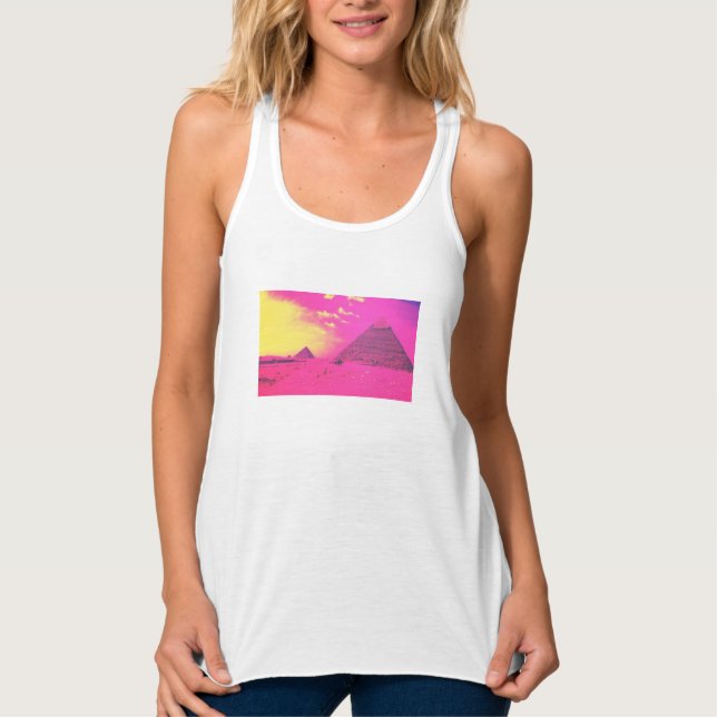Pink Pyramids T-Shirt Tank Top Linne Med Racerback (Framsida)