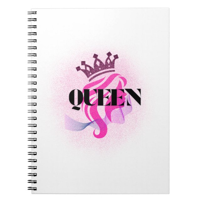 Pink Queen Crown Design – Confident Feminine Power Anteckningsbok (Framsidan)