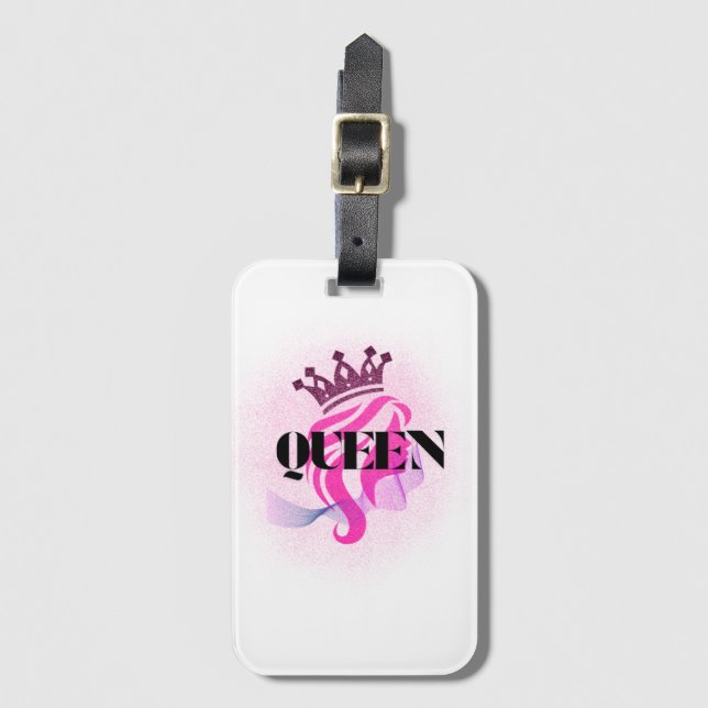 Pink Queen Crown Design – Confident Feminine Power Bagagebricka (Framsida vertikal)