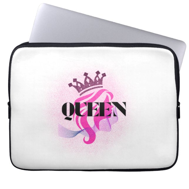 Pink Queen Crown Design – Confident Feminine Power Laptop Fodral (Framsidan)
