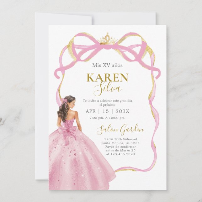 Pink Quinceanera Invitation Inbjudningar (Framsida)