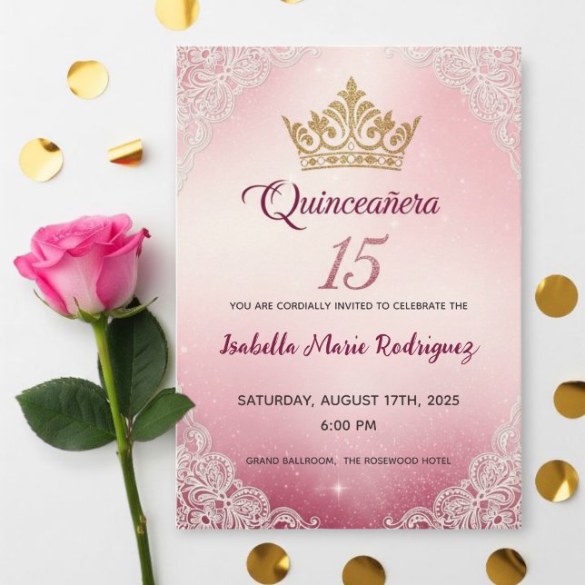 Pink Quinceañera Invitations Inbjudningar (Skapare uppladdad)