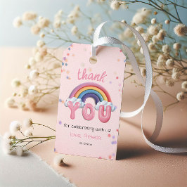 Pink Rainbow Birthday Thank You Gift Tag Presentetikett