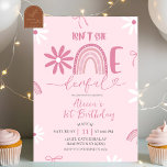 Pink Rainbow Daisy Coquette Girl 1st Birthday invi Inbjudningar<br><div class="desc">Pink Rainbow Daisy Coquette Girl 1st Birthday invitation,  Isn't She Onederful First Birthday Invite,  Editable Kids Birthday Party</div>