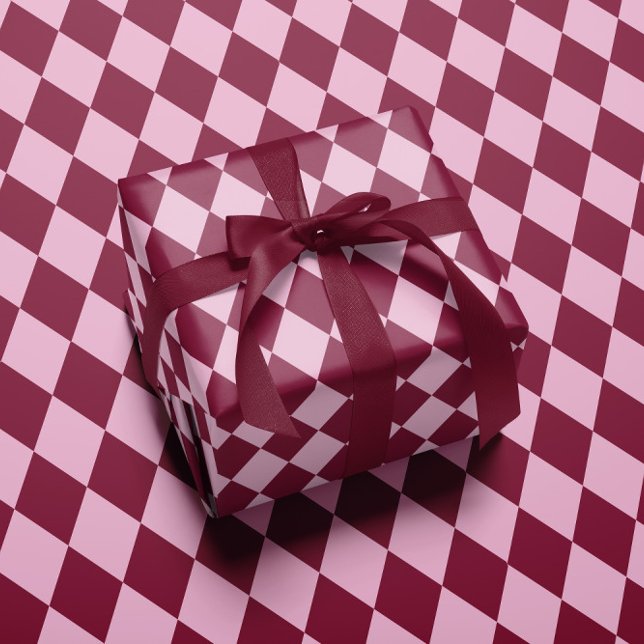 Pink red argyle pattern Wrapping paper Presentpapper (Skapare uppladdad)