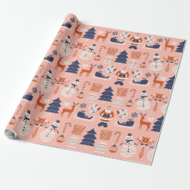 Pink Red Blue Illustrative Modern Christmas  Presentpapper
