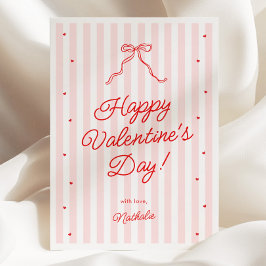 Pink Red Bow Galentine's Valentine's Day Card Julkort