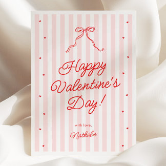 Pink Red Bow Galentine's Valentine's Day Card Julkort