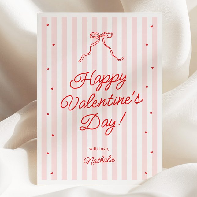 Pink Red Bow Galentine's Valentine's Day Card Julkort (Skapare uppladdad)