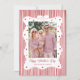 Pink Red Bow Love Happy Valentine's Day Photo Card Julkort