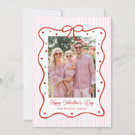 Pink Red Bow Love Happy Valentine's Day Photo Card Julkort
