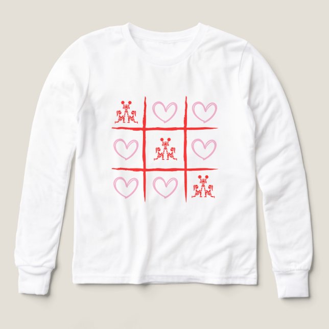 Pink & Red Cheer Tic-Tac-Toe Valentine's Day  T Shirt (Design framsida)