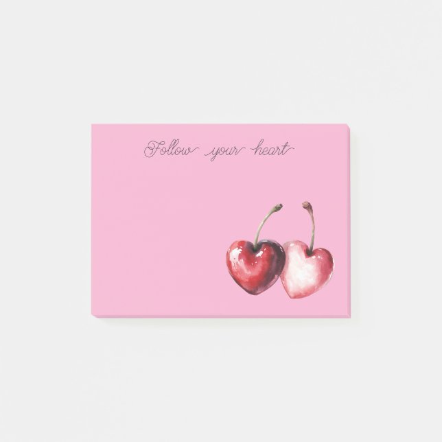 Pink Red Cherry Hearts Post-it Block (Framsida)