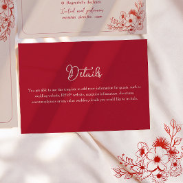 Pink Red Floral Elegant Wedding Details Tilläggskort