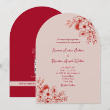 Pink Red Floral QR Code Wedding