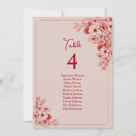 Pink Red Floral Wedding Seating Chart