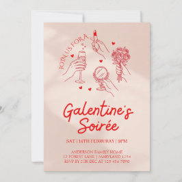 Pink & Red Galentine’s Day Party Invitation Templa Inbjudningar