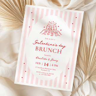 Pink Red Galentine's Party Invitation Inbjudningar