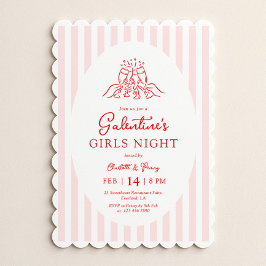 Pink Red Galentine's Party Invitation Inbjudningar