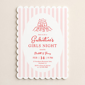 Pink Red Galentine's Party Invitation Inbjudningar