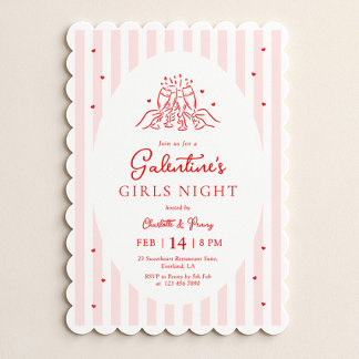 Pink Red Galentine's Party Invitation Inbjudningar