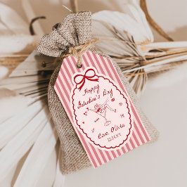 Pink Red Happy Galentine's Day Gift Tags Presentetikett