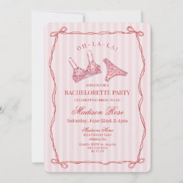 Pink & Red Heart Lingerie Bachelorette Party Inbjudningar