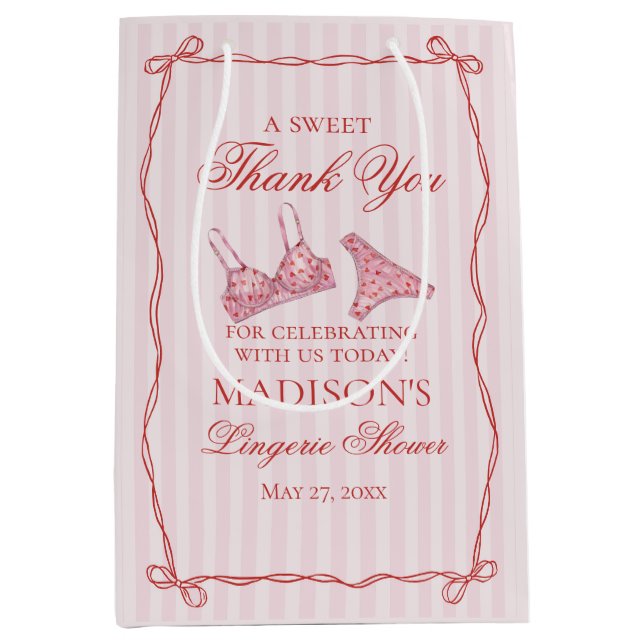 Pink & Red Heart Lingerie Shower Bachelorett Favor (Framsidan)