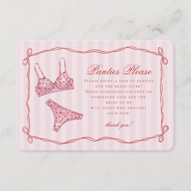 Pink & Red Heart Lingerie Shower Panties Please Tilläggskort (Framsida)