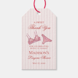 Pink & Red Heart Lingerie Shower Panty Party Favor Presentetikett
