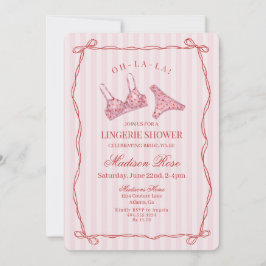 Pink & Red Heart Lingerie Shower Panty Party  Inbjudningar