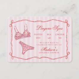 Pink & Red Heart Lingerie Sizes Shower Bow Tilläggskort