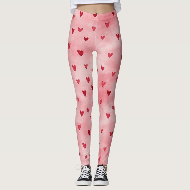 Pink Red Hearts Name Leggings (Framsida)