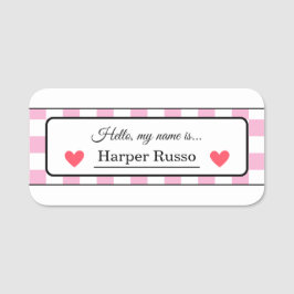 Pink & Red Illustrative Student Name Labels Namnbricka