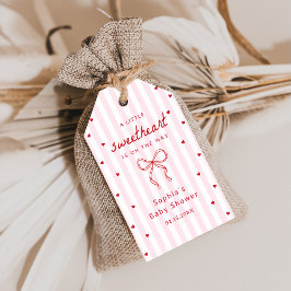 Pink Red Little Sweetheart Baby Shower Gift Tags Presentetikett