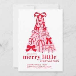 Pink Red Merry Little Christmas Holiday Party Inbjudningar