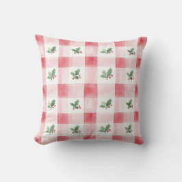 Pink Red Plaid Christmas Throw Pillow Kudde
