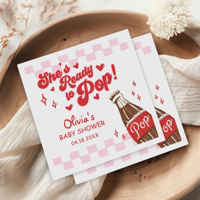 Pink Red She's Ready to Pop Baby Shower Pappersservett (Skapare uppladdad)