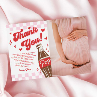 Pink Red She's Ready to Pop Baby Shower Photo Tack Kort