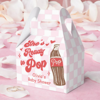 Pink Red She's Ready to Pop Baby Shower Presentaskar