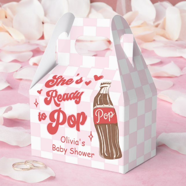 Pink Red She's Ready to Pop Baby Shower Presentaskar (Bröllop)