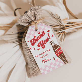 Pink Red She's Ready to Pop Baby Shower Presentetikett