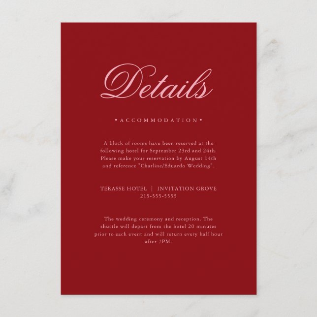 Pink Red Valentines  Elegant Neutral Details Card Tilläggskort (Framsida)