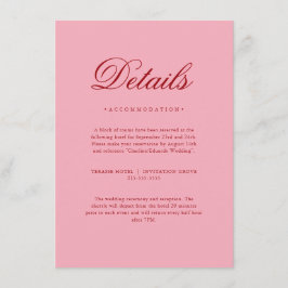 Pink Red Valentines  Elegant Neutral Details Card Tilläggskort